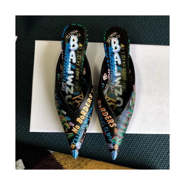 Balenciaga 2019 Womens Graffit Leather Bloafer - 발… - 1