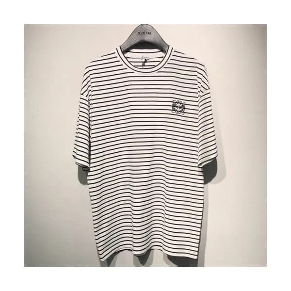 Loewe 2019 Mens Logo Stripe Cotton Short Sleeved T… - 1