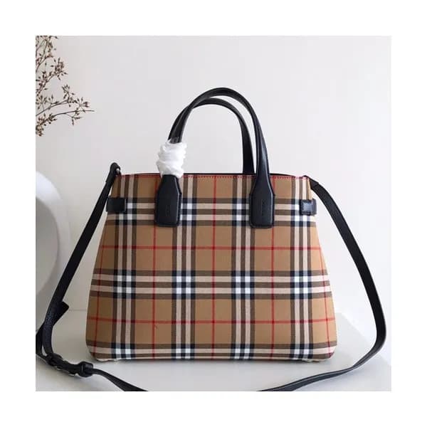Burberry 2019 Leather Banner Tote Shoulder Bag, 25… - 1