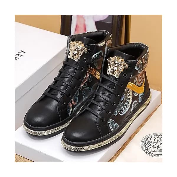 Versace 2019 Mens Leather Sneakers - 베르사체 2019 남성용… - 1