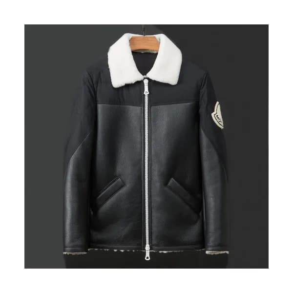 Moncler 2019 Mens Logo Casual Zip-up Leather Jacke… - 1