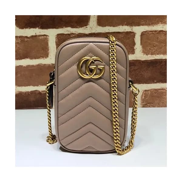Gucci 2019 Marmont Leather Mini Chain Shoulder Bag… - 1
