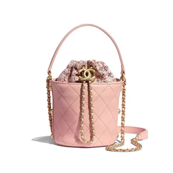 Chanel 2020 Leather Chain Bucket Tote Shoulder Cro… - 1
