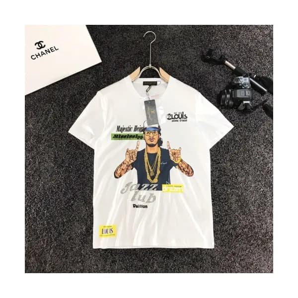 Louis vuitton 2020 Mens Logo Cotton Short Sleeved … - 1