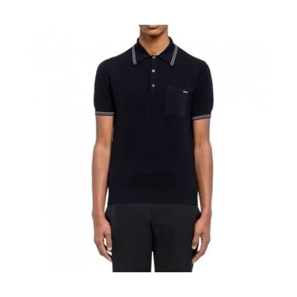 Prada Mens Basic Logo Short Sleeved Tshirts Navy … - 1