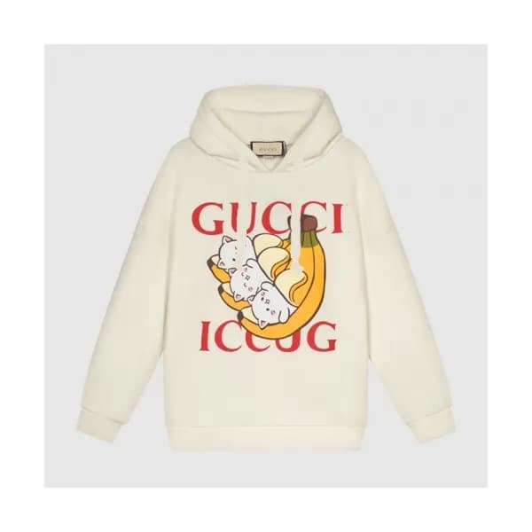 Gucci Mm/wm Logo Casual Oversize Cotton Hoodie Iv… - 1