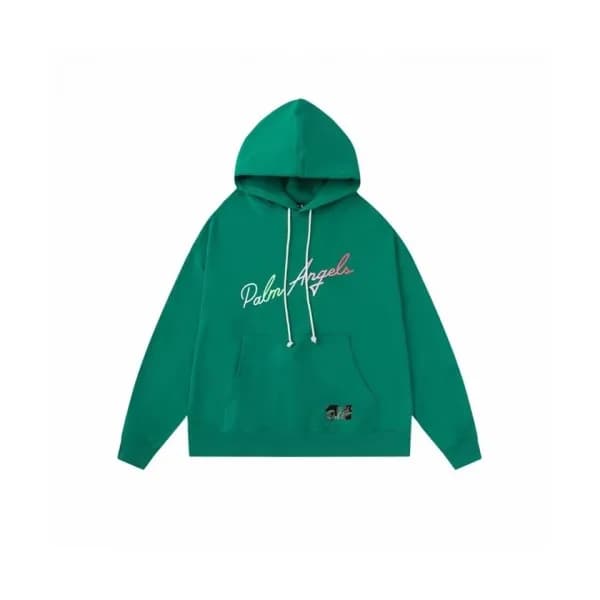 Palm Angels Mm/Wm Logo Cotton Hoodie Green - 팜 엔젤… - 1