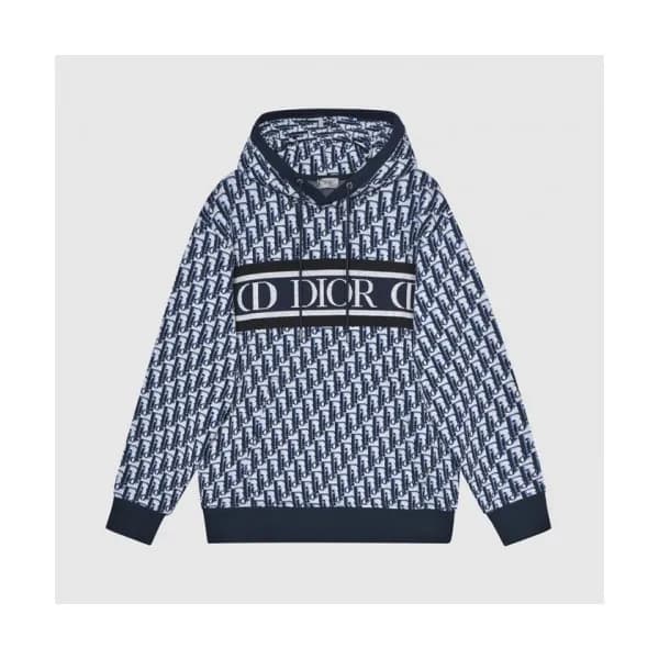 Dior Mm/Wm Logo Casual Cotton Hoodie Blue - 디올 2… - 1