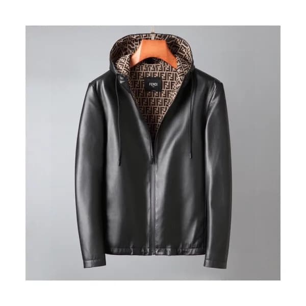 Fendi Mens Casual Leather Jackets Black - 펜디 2021… - 1