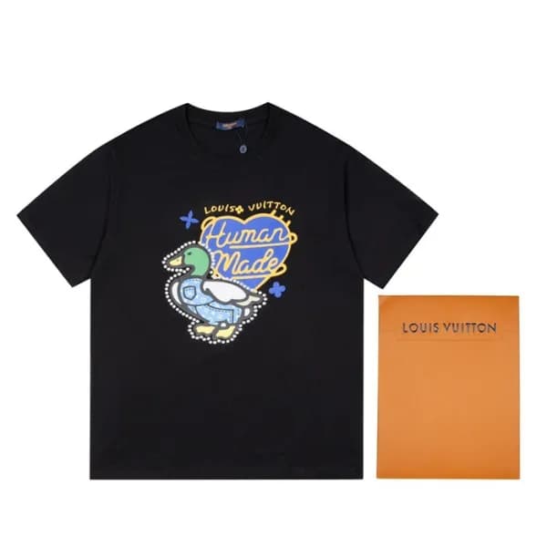 루이비통 남성 크루넥 블랙 반팔티 - Mens Black Tshirts - lou04039… - 1