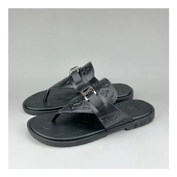 루이비통 남성 이니셜 블랙 슬리퍼 - Mens Black Slippers - lou0423… - 1