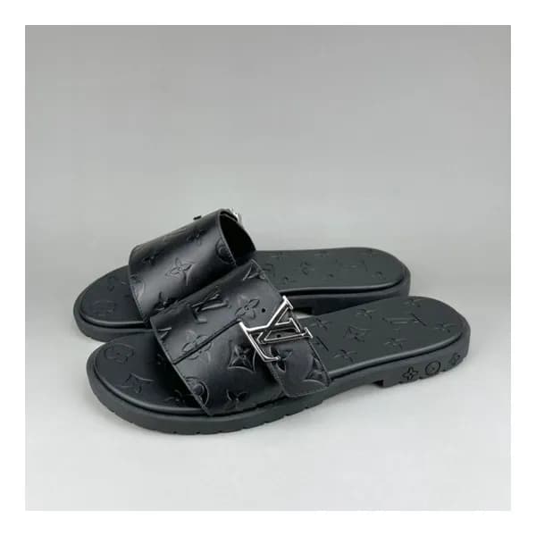 루이비통 남성 이니셜 블랙 슬리퍼 - Mens Black Slippers - lou0426… - 1