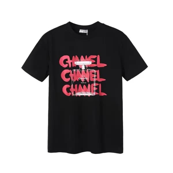 샤넬 남/녀 크루넥 블랙 반팔티 - Unisex Black Tshirts - chl0900… - 1