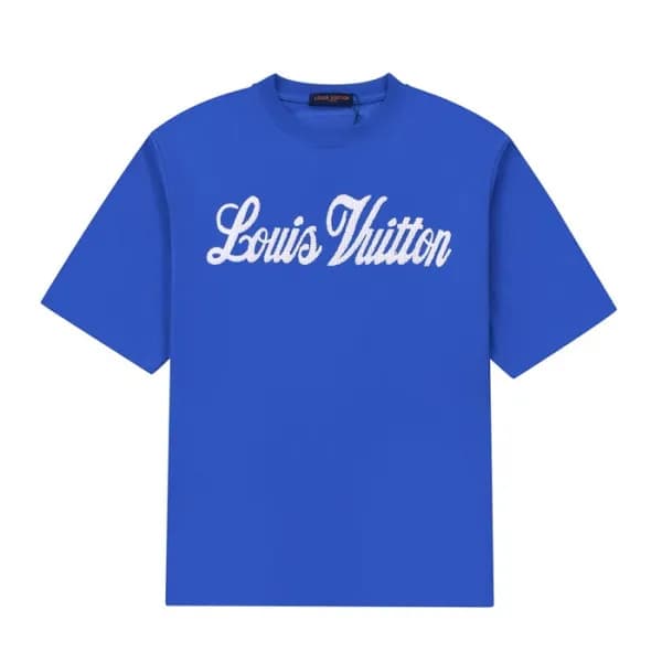 루이비통 남성 블루 크루넥 반팔티 - Mens Blue Tshirts - lou04995x - 1