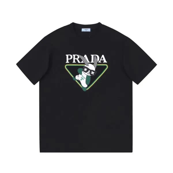 프라다 남성 크루넥 블랙 반팔티 - Mens Black Tshirts - Pra02735x - 1