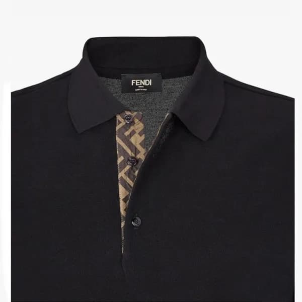 펜디 남성 블랙 폴로 반팔티 - Mens Black Tshirts - fen01275x - 1