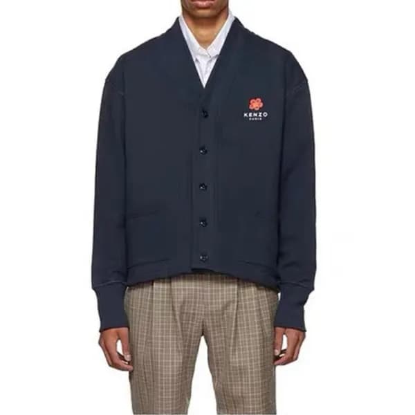 겐조 남/녀 네이비 브이넥 가디건 - Unisex Navy Cardigan - ken020… - 1