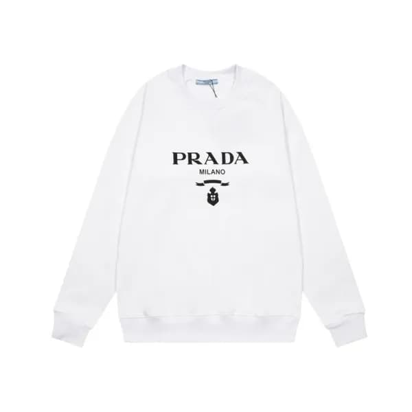 프라다 남자 크루넥 화이트 맨투맨 - Prada Mens White Tshirts - pr… - 1