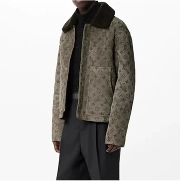 루이비통 남성 카키 가죽 자켓 - Louis vuitton Mens Khaki Jacket… - 1