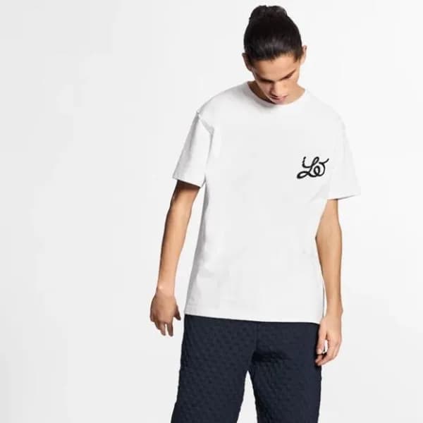 루이비통 남성 화이트 크루넥 반팔티 - Louis vuitton Mens White Sho… - 1