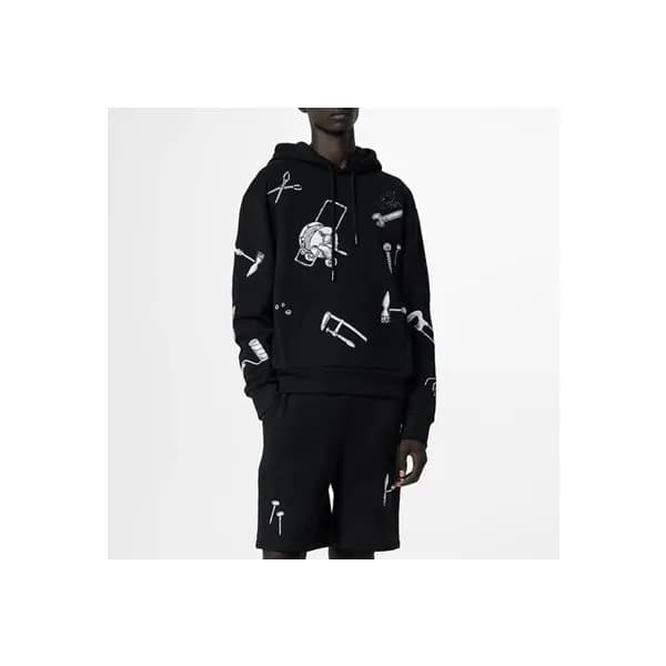 루이비통 남성 블랙 후드티 - Louis vuitton Mens Black Hoodie -… - 1