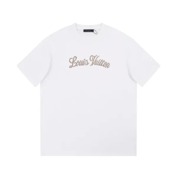 루이비통 남성 화이트 크루넥 반팔티 - Louis vuitton Mens White Sho… - 1