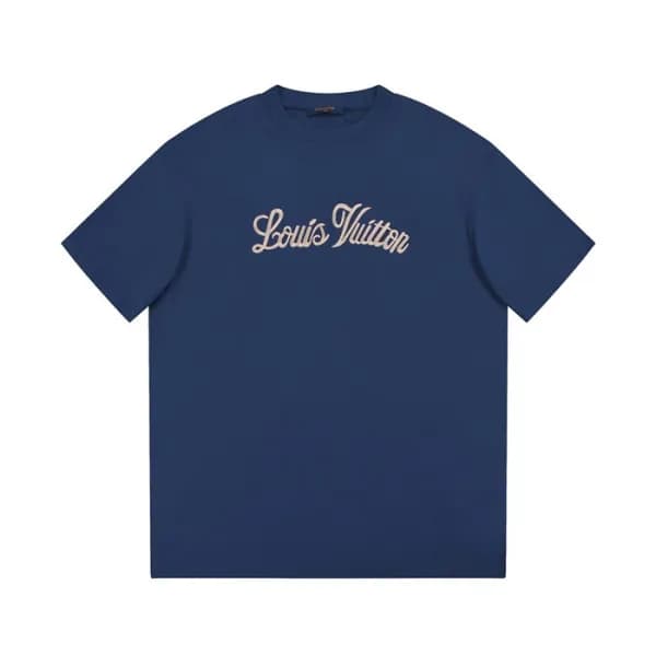 루이비통 남성 네이비 크루넥 반팔티 - Louis vuitton Mens Navy Shor… - 1
