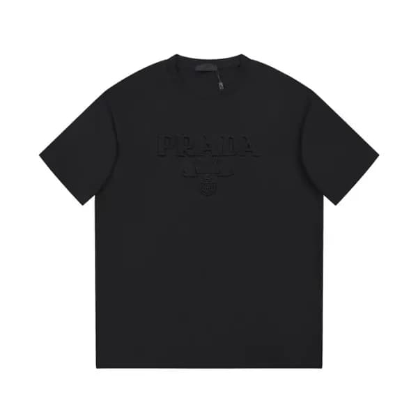 프라다 남성 크루넥 블랙 반팔티 - Prada Mens Black Short sleeved… - 1