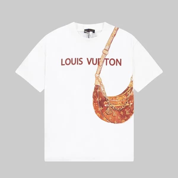 루이비통 남성 화이트 크루넥 반팔티 - Louis vuitton Mens White Sho… - 1