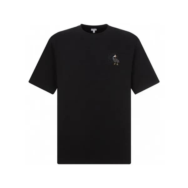 로에베 남/녀 이니셜 블랙 반팔티 - Loewe Unisex Black Tshirts - … - 1