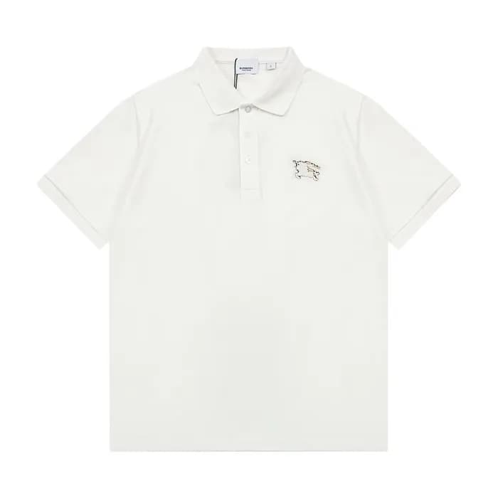 버버리 남성 화이트 반팔 폴로 티셔츠 - Burberry Mens White Polo Ts… - 1