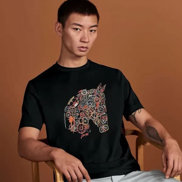 에르메스 남성 라운드 반팔티 - Hermes Mens Round Tshirt - hec52… - 1
