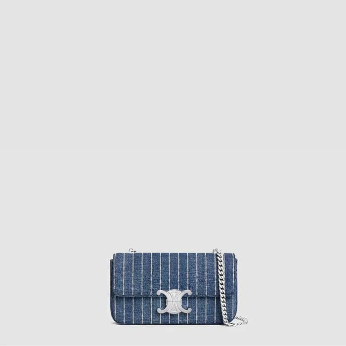 셀린느 여성 클로드 스트라이프 스트라스 체인 숄더백 - Celine Womens Claud… - 1