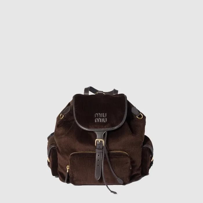 미우미우 여성 코듀로이 백팩 - MiuMiu Womens Corduroy Backpack … - 1