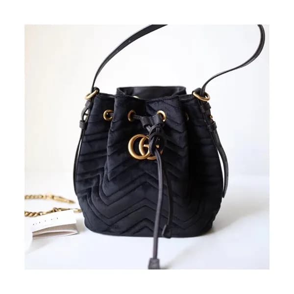 Gucci Marmont Matlase Velvet Women Bucket Bag,21CM… - 1