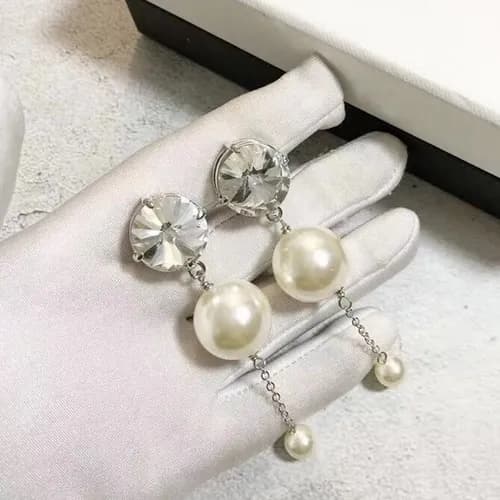 MIU MIU White Gold Earring - 미우미우 여성용 18k도금 화이트 골드… - 1