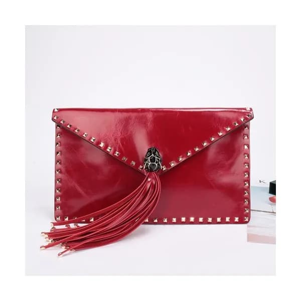 Valentino 2019 Leather Tassel Clutch Bag,28CM - 발… - 1