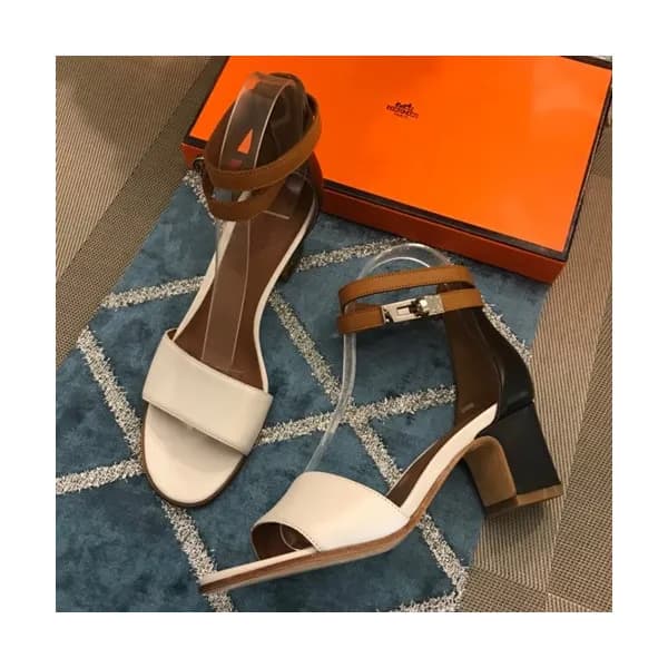 Hermes 2019 Ladies Leather Middle Heel Sandal - 에르… - 1
