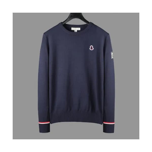 Moncler 2019 Mens Retro Logo Crew-neck Wool Sweate… - 1