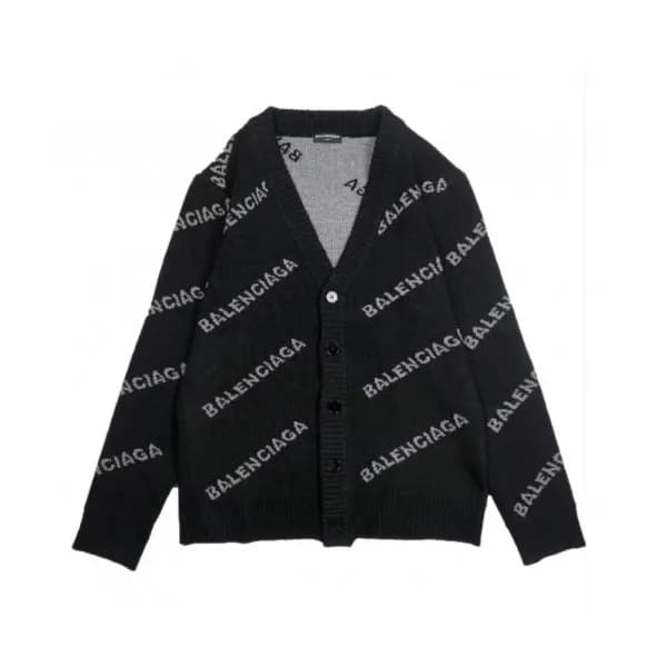 Balenciaga Mens V-neck Cardigan - 발렌시아가 남성 브이넥 울 가… - 1