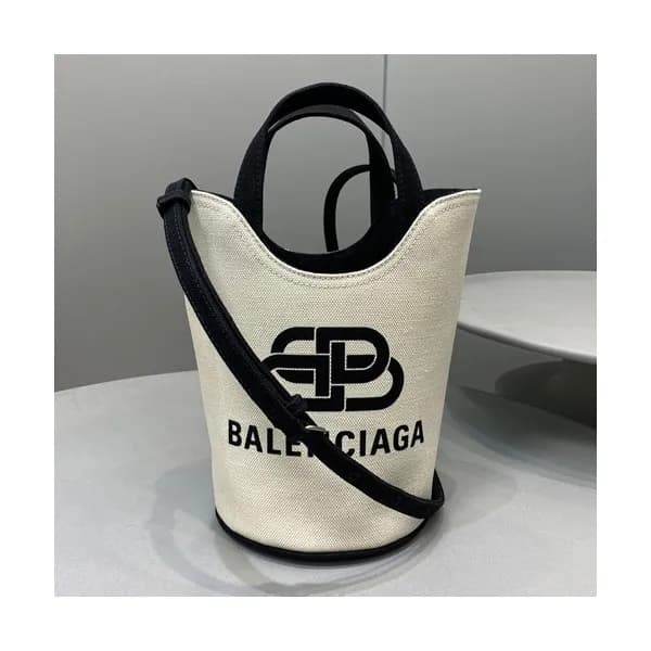Balenciaga 2020 Canvas Bucket Tote Shoulder Bag,23… - 1