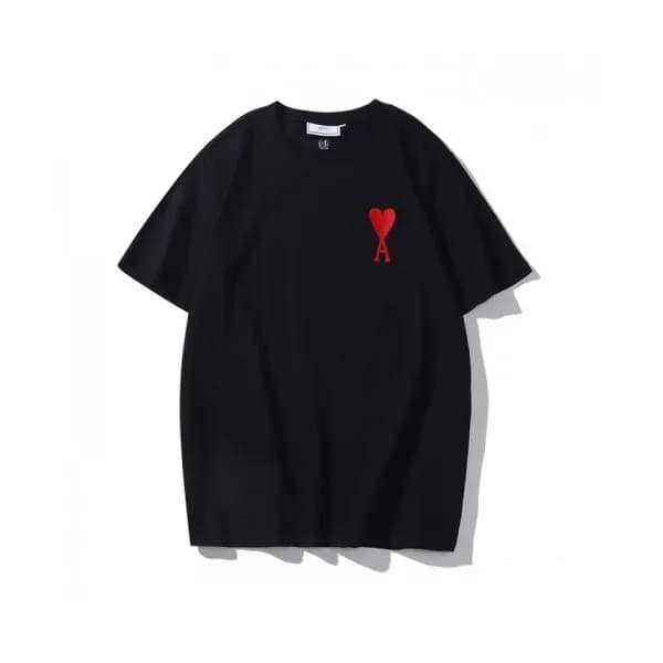 Ami Mm/Wm Casual Cotton Short Sleeved Tshirt Black… - 1