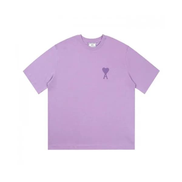 Ami Mm/Wm Casual Cotton Short Sleeved Tshirt Purpl… - 1