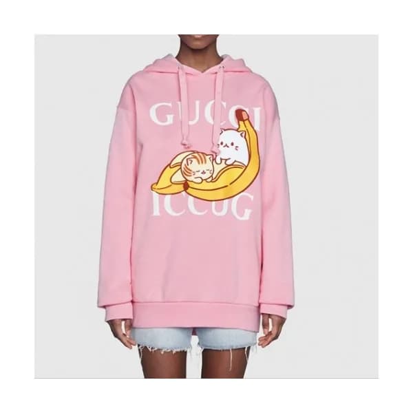 Gucci Mm/wm Logo Casual Oversize Cotton Hoodie Pi… - 1