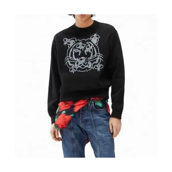 Kenzo Mens Signature Tiger Cotton Tshirts Black … - 1