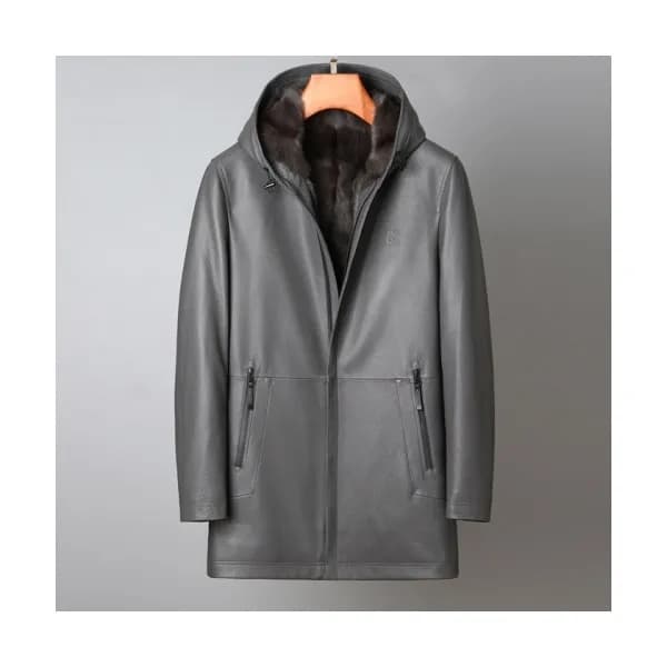 Armani Mens Classic Leather Jackets Gray - 알마니 20… - 1