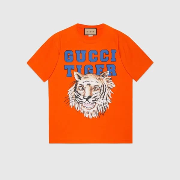 Gucci Unisex Logo Short Sleeved Tshirts Orange - … - 1