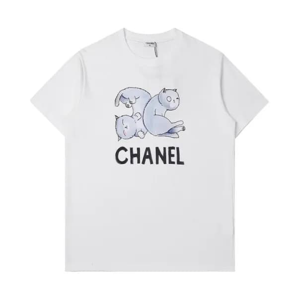 샤넬 남/여 크루넥 블랙 반팔티 - Unisex Black Tshirts - chl0849… - 1