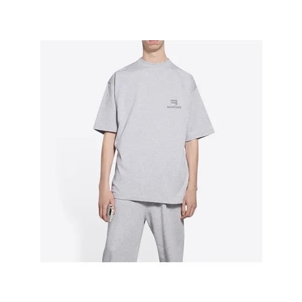 발렌시아가 남성 크루넥 그레이 반팔티 - Mens Gray Tshirts - bal0132… - 1