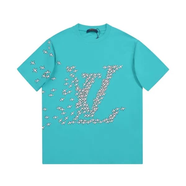 루이비통 남성 크루넥 블루 반팔티 - Mens Blue Tshirts - lou04081x - 1